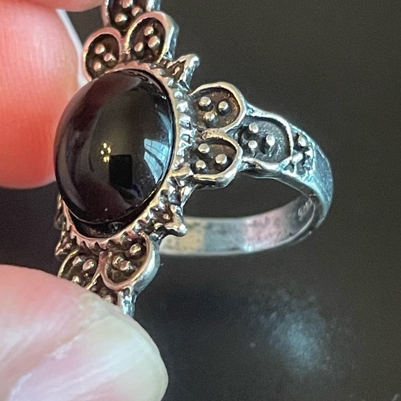 Vintage black onyx stone ring size 6 - Picture 8 of 9